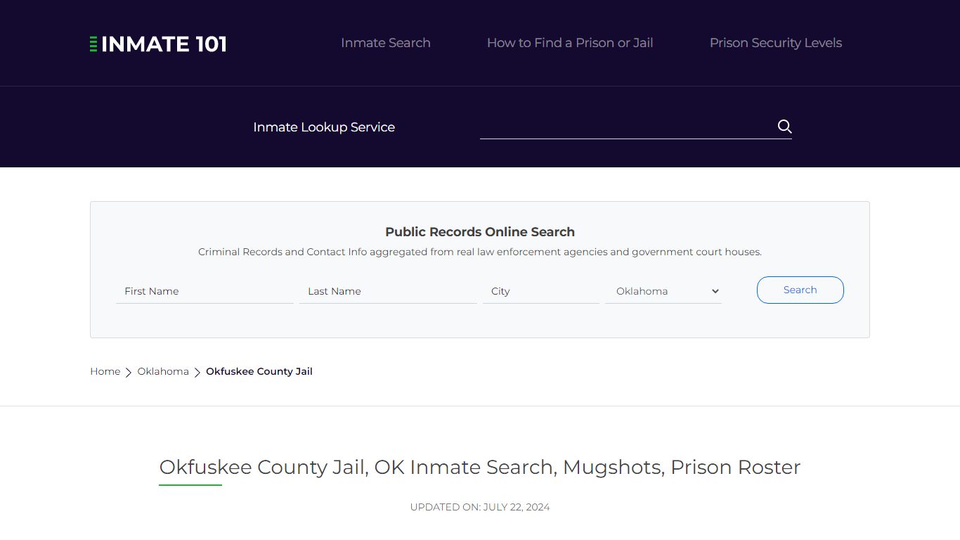 Okfuskee County Jail, OK Inmate Search, Mugshots, Prison Roster