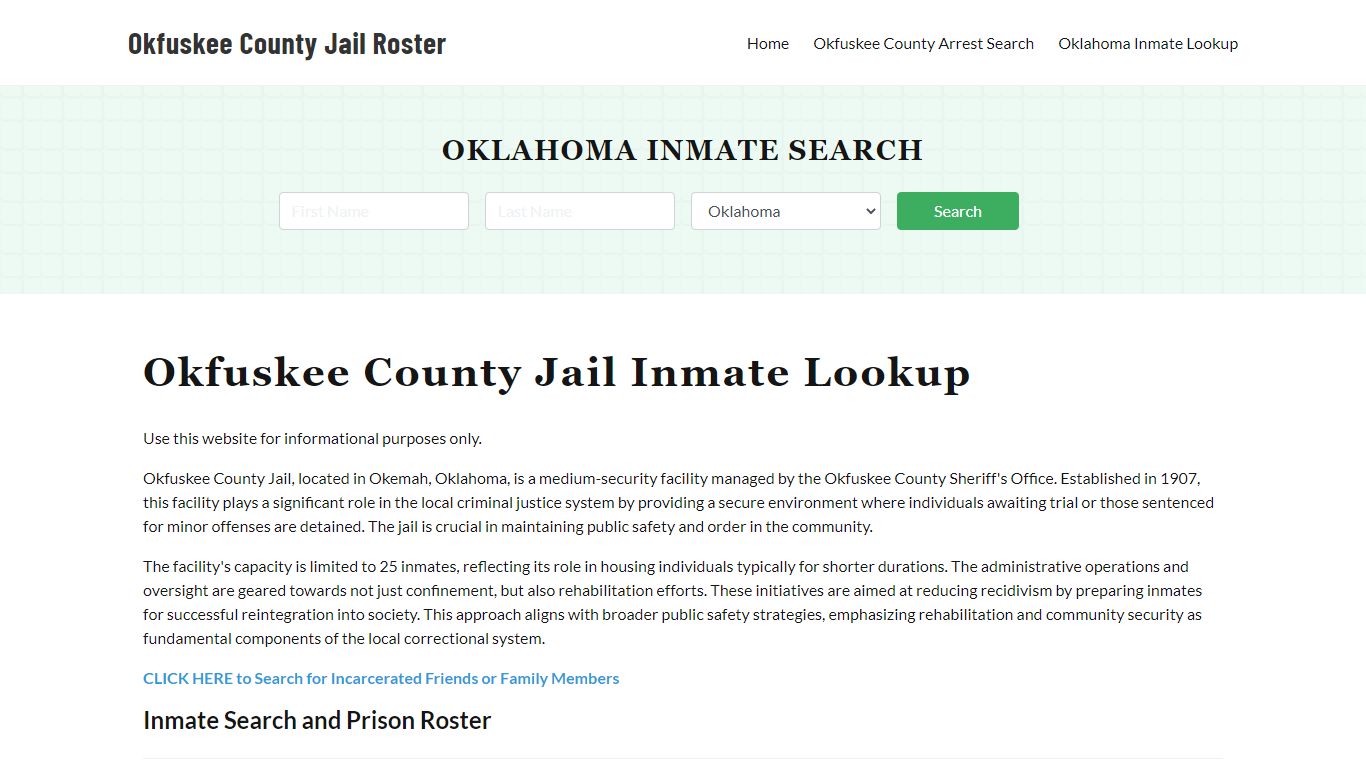 Okfuskee County Jail Roster Lookup, OK, Inmate Search