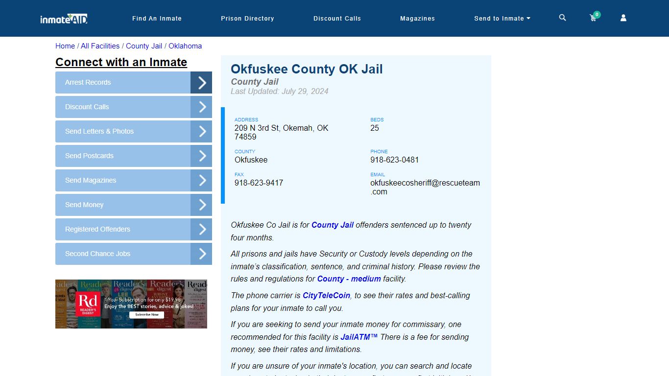 Okfuskee County OK Jail - Inmate Locator