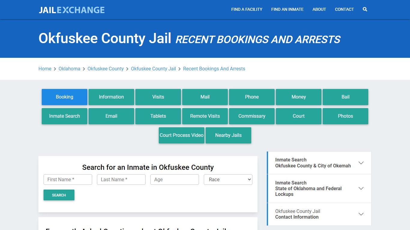 Okfuskee County Jail Recent Bookings And Arrests - Jail Exchange